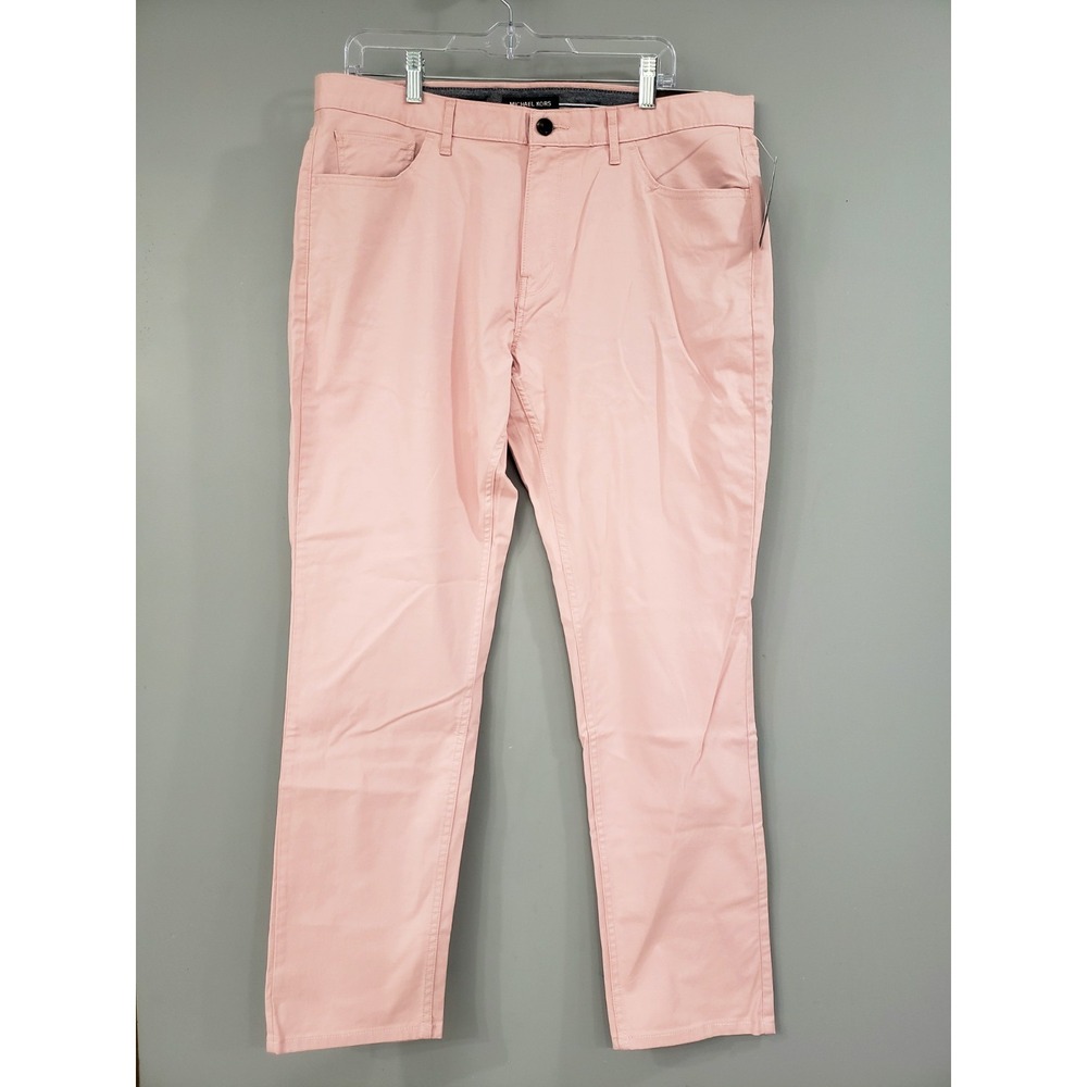 NEW Michael Kors Mens Parker Slim Fit Stretch 36x32 Pink Dress Pants Cruise